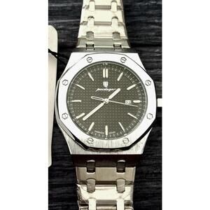 Rare Silver Poedagar Royal Diver Guilloché Dial Mens Watch